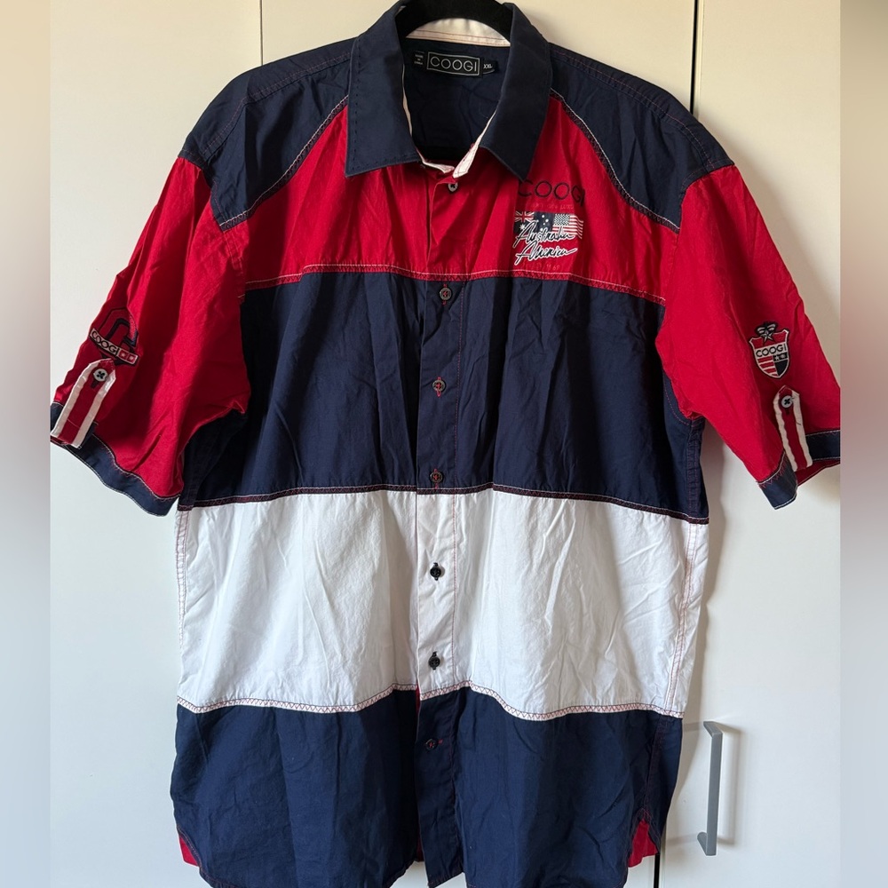 COOGI Red and Blue Casual Button Down Shirt